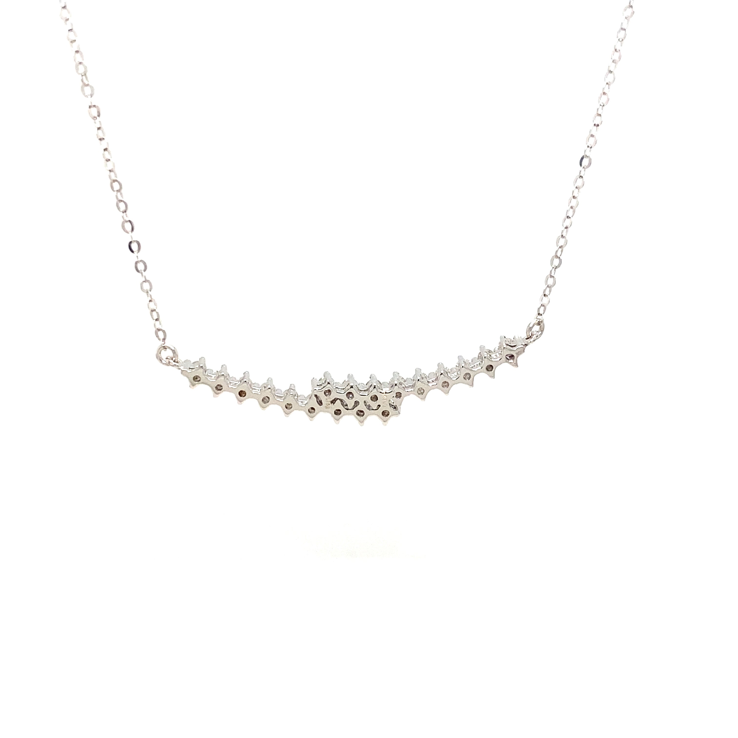 18K White Gold Crossover Diamond Row Smile Necklace