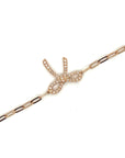 18K Rose Gold Mini Chain Ballet Bow Diamond Bracelet