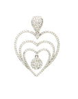 18K White Gold Triple Holo Pave Heart Cluster Diamond Pendant