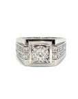 18K White Gold Diamond Men's Ring