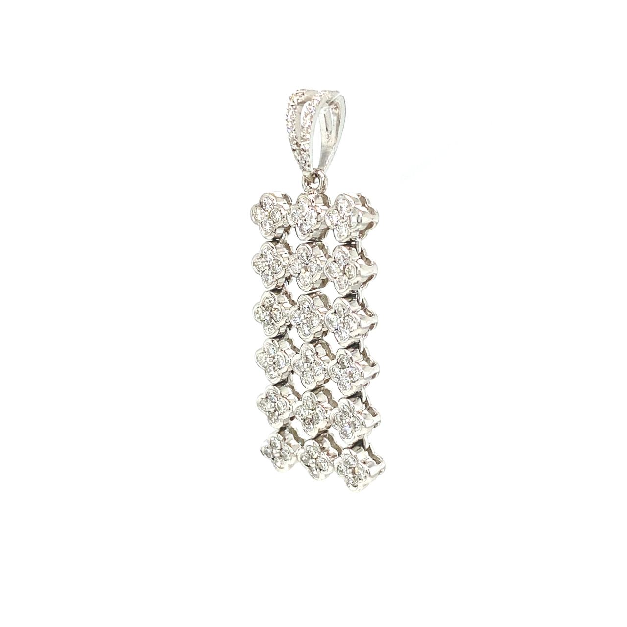 18K White Gold Straight Line Up Diamond Pendant