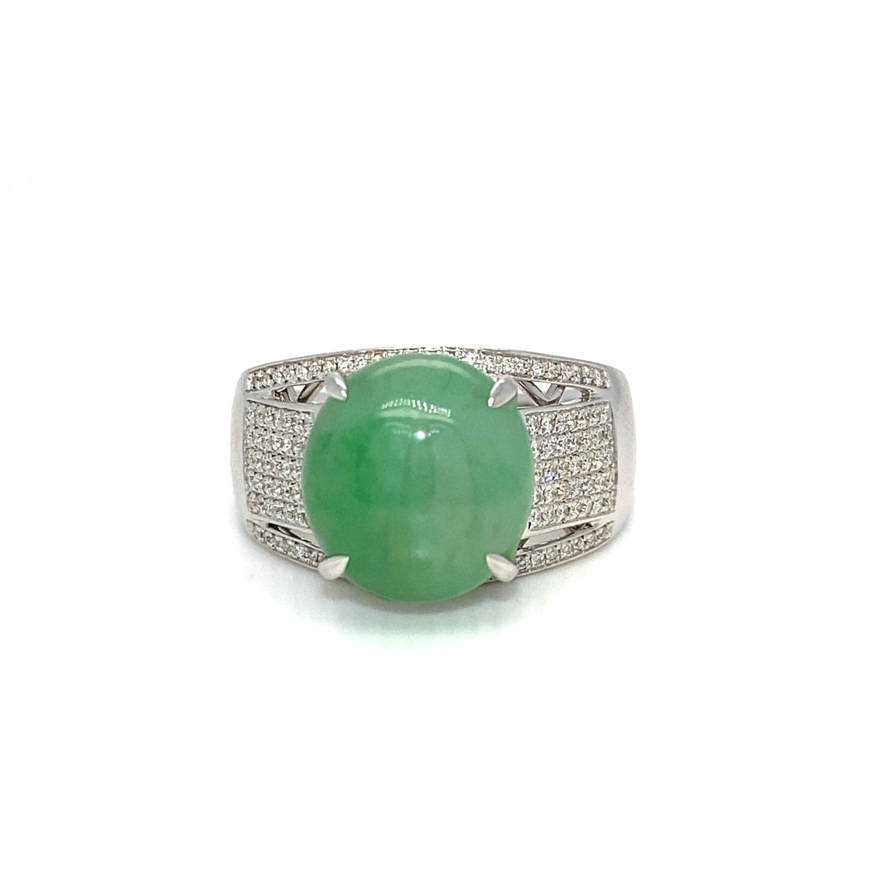 18K White Gold Jade Ring