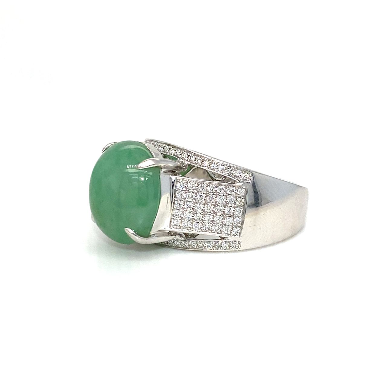 18K White Gold Jade Ring