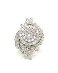 18K White Gold Ever Leave Lotus Cluster Top Diamond Ring