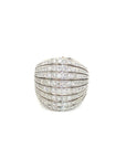 18K White Gold Round Bubble Pave Layer Diamond Ring