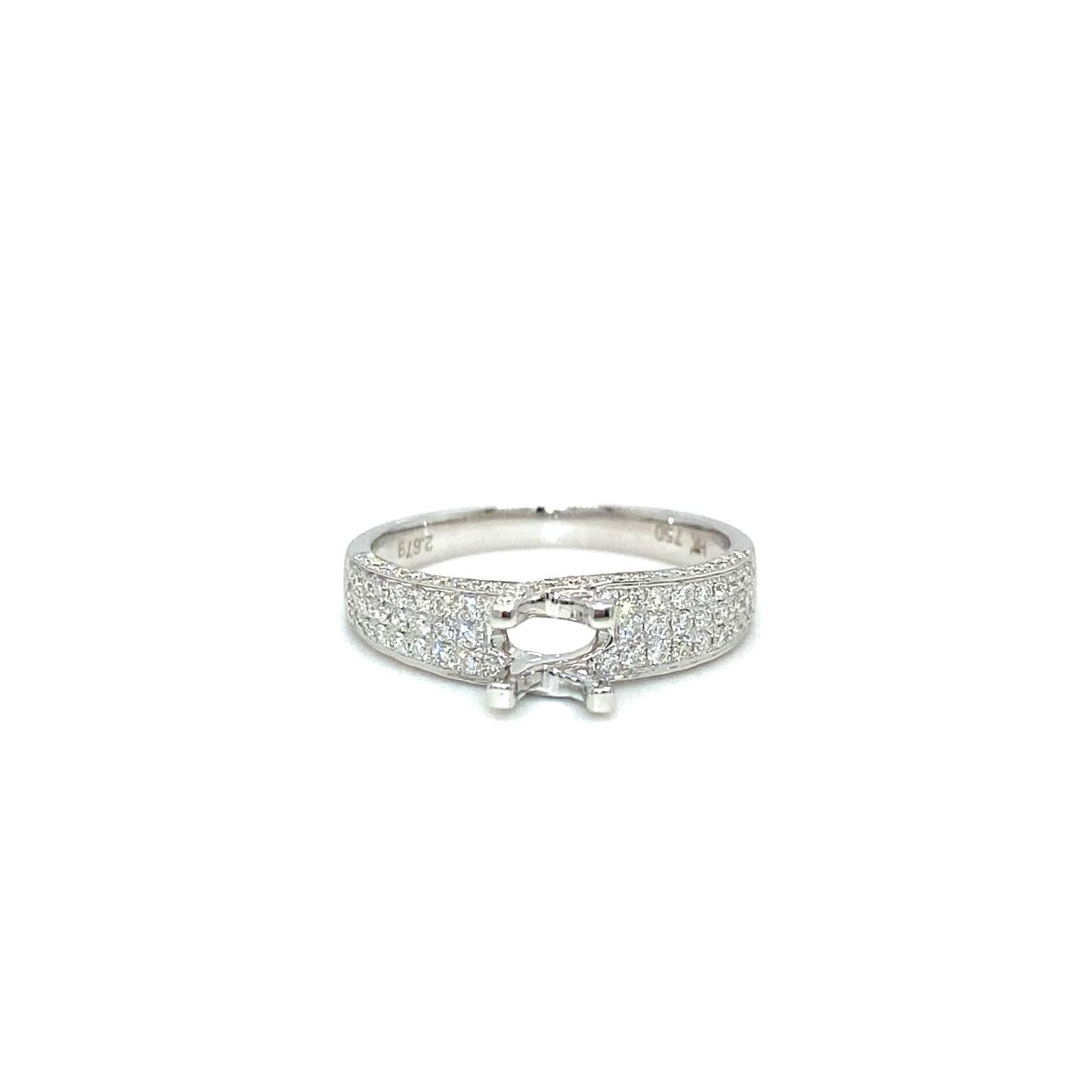 18K White Gold Flat Bubble Diamond Ring