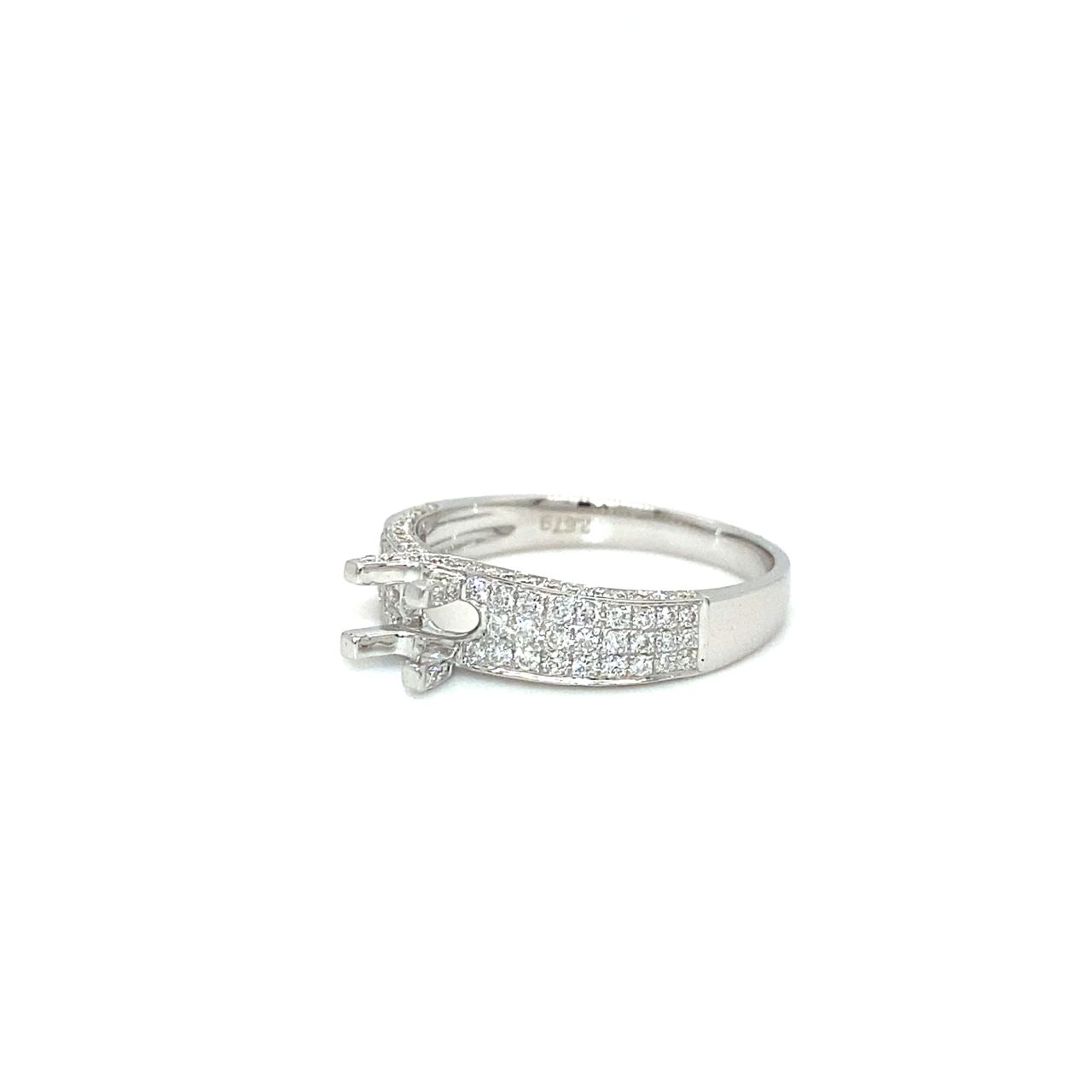 18K White Gold Flat Bubble Diamond Ring