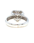 18K White Gold Double Heart Halo Illu Top Setting Diamond Ring