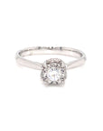 18K White Gold Plain Mild Blade Small Illusion Top Diamond Ring