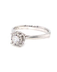 18K White Gold Plain Mild Blade Small Illusion Top Diamond Ring