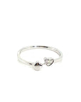 18K White Gold Mini Heart Studs Diamond Ring