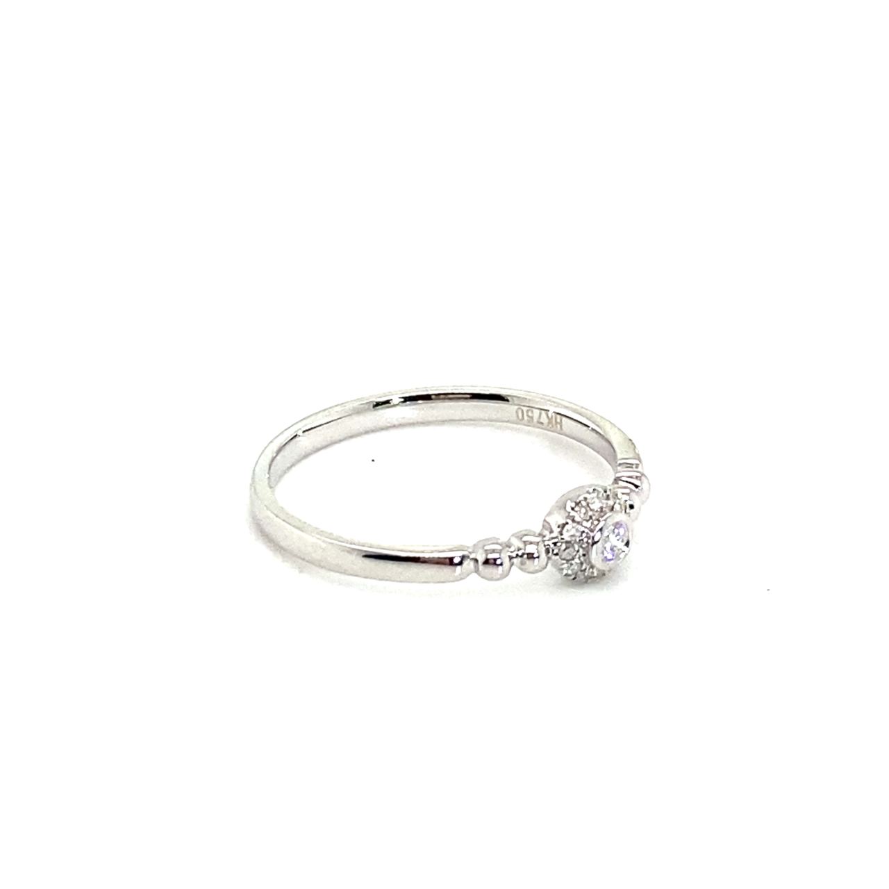 18K White Gold Mini Bezel Bubble Diamond Ring