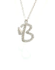 18K White Gold Stylish Wings Alphabet B Full Diamond Necklace