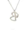 18K White Gold Stylish Wings Alphabet B Full Diamond Necklace