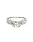 18K White Gold Flower Top Blade Band Slim Diamond Ring