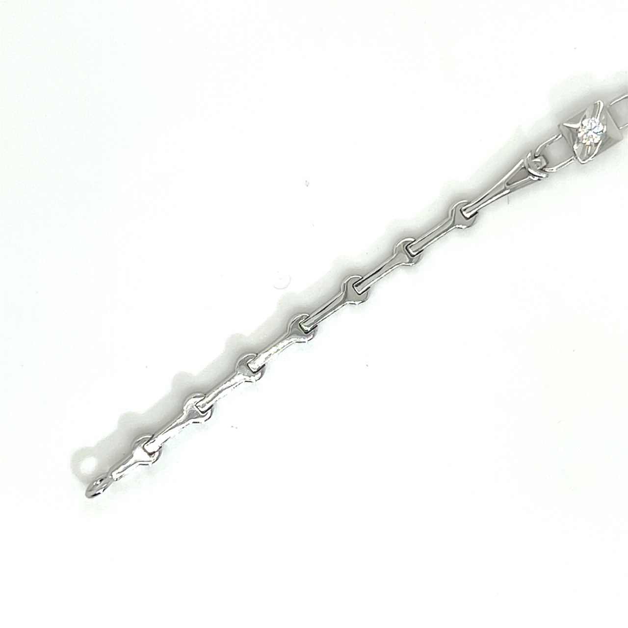 18K White Gold Mini Locket Diamond Bracelet