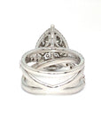 18K White Gold Mega Flat Pave Pear High Cathedral Luxe Diamond Ring