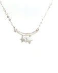 18K White Gold Smile Double Star Diamond Necklace