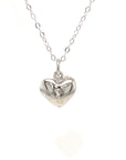 18K White Gold 3D Triple Heart Diamond Necklace