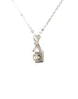 18K White Gold Classic Lock Diamond Necklace