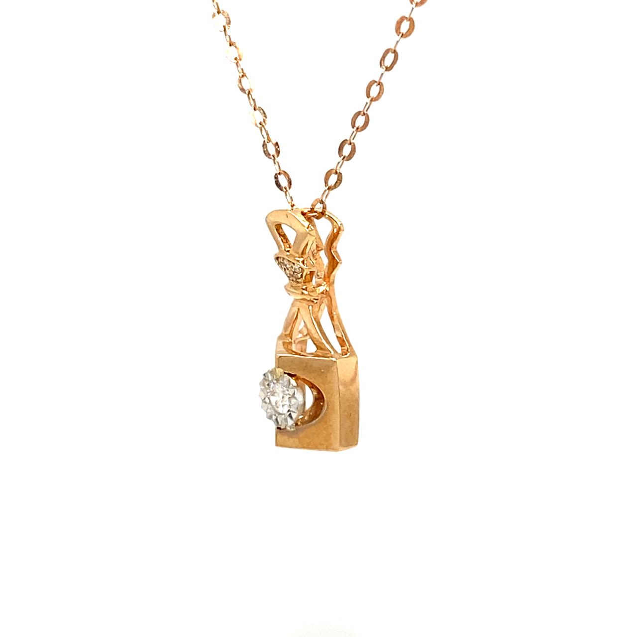 18K Rose Gold Double Fan Lock Diamond Necklace