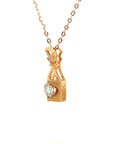 18K Rose Gold Double Fan Lock Diamond Necklace