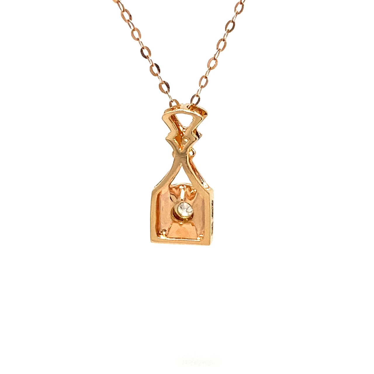 18K Rose Gold Double Fan Lock Diamond Necklace