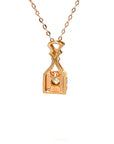 18K Rose Gold Double Fan Lock Diamond Necklace