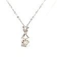 18K White Gold Double Fan Lock Diamond Necklace