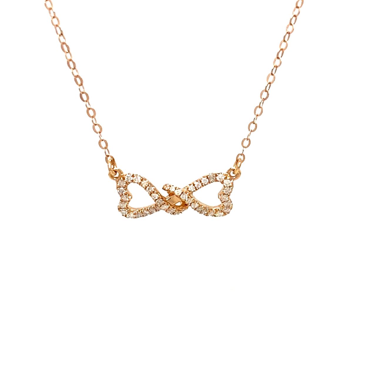 18K Rose Gold Twisted Bow Diamond Necklace