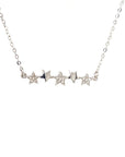 18K White Gold Triple Stars Diamond Necklace