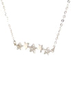 18K White Gold Triple Stars Diamond Necklace