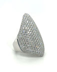 18K White Gold Kite Bubble Full Diamond Pave Flat Luxe Diamond Ring