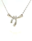 18K White Gold Bow Heart Diamond Necklace