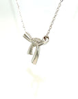 18K White Gold Bow Heart Diamond Necklace