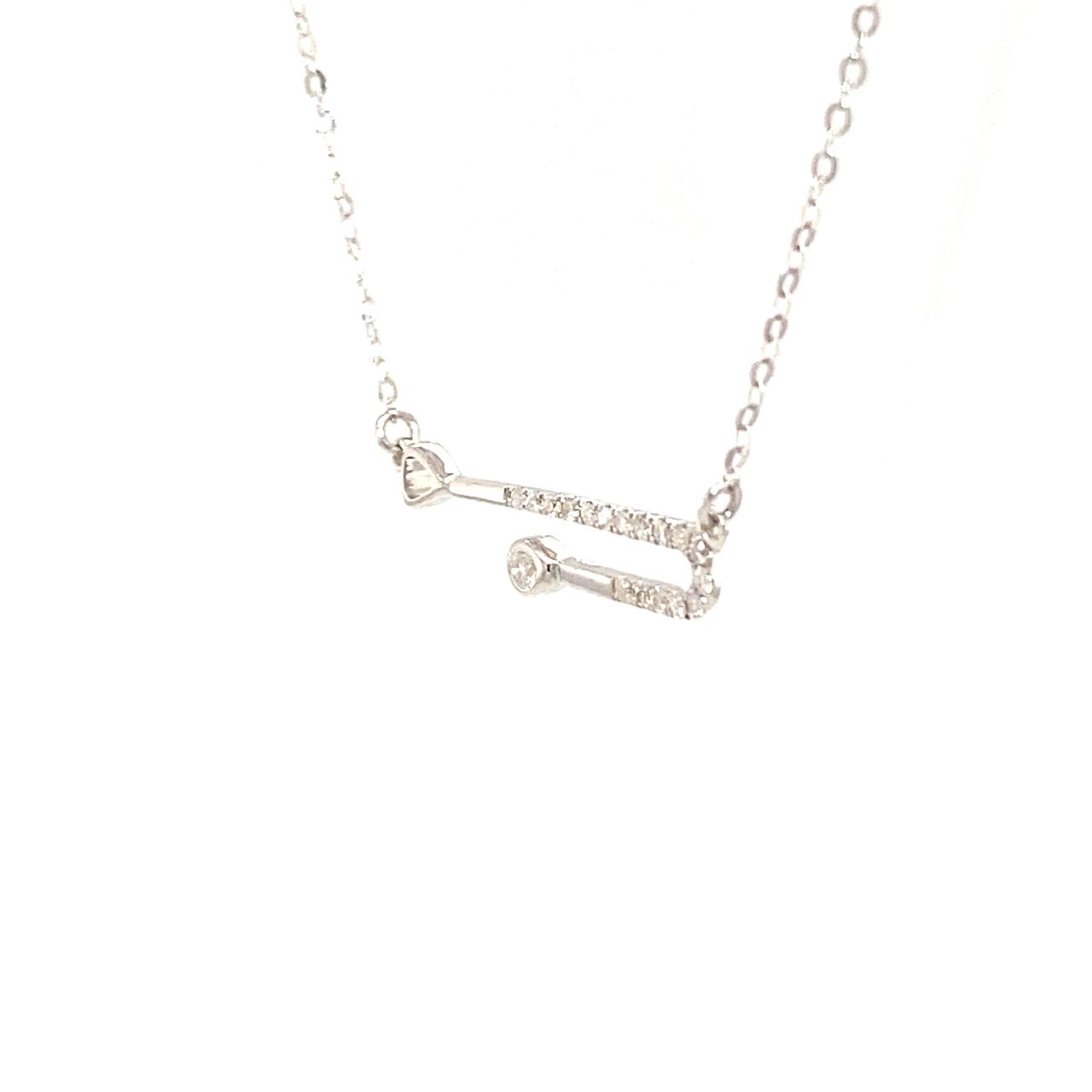 18K White Gold Clip Style Diamond Necklace