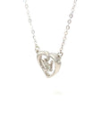 18K White Gold Crown On Heart Diamond Necklace