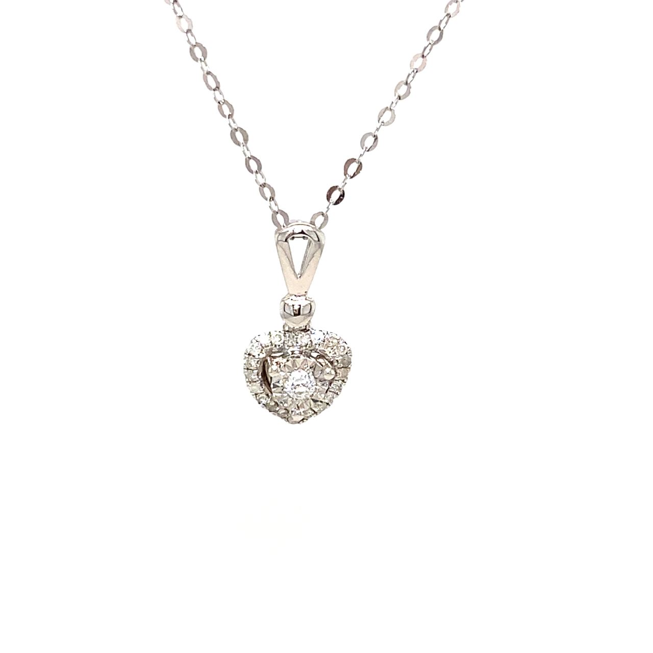 18K White Gold Illusion Setting Heart Diamond Necklace