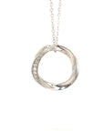 18K White Gold Twisted Circle Diamond Necklace