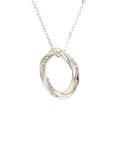 18K White Gold Twisted Circle Diamond Necklace