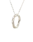 18K White Gold Twisted Circle Diamond Necklace