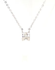 18K White Gold Illusion Setting Single Diamond Necklace