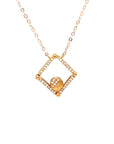 18K Rose Gold Mechanical Open Square Circle Diamond Necklace