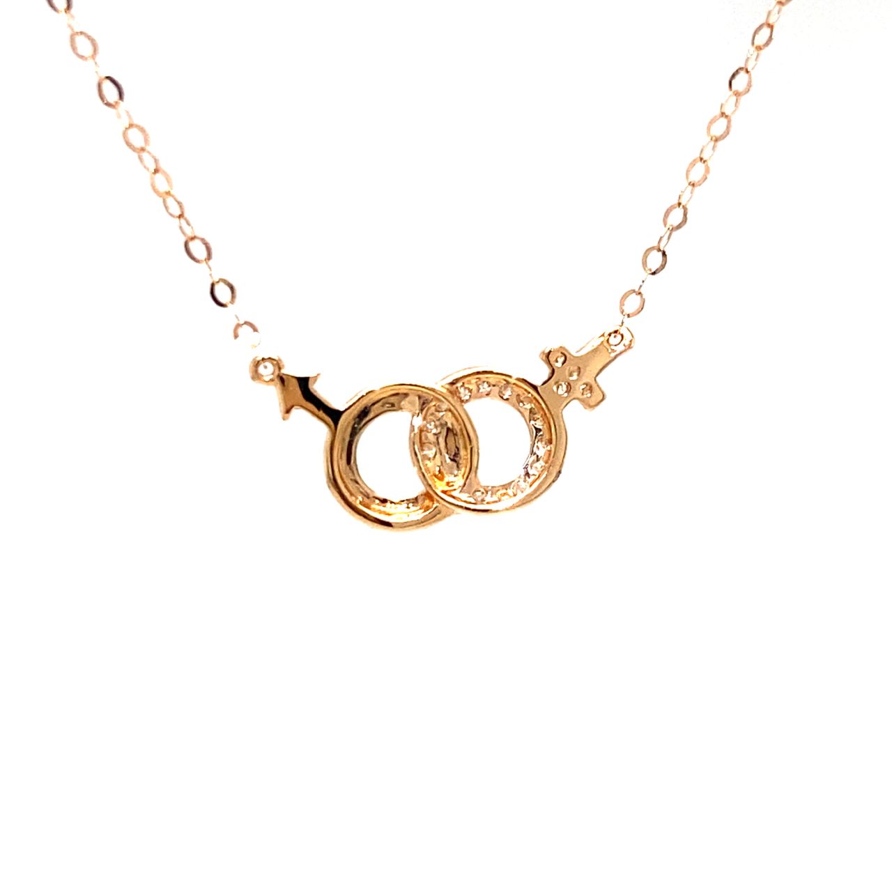 18K Rose Gold Boy Girl Sign Diamond Necklace
