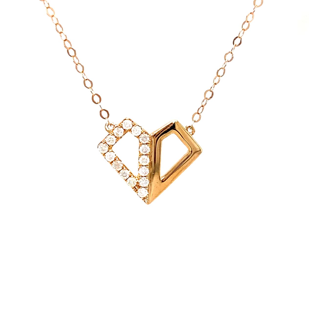 18K Rose Gold Angle Love Diamond Necklace