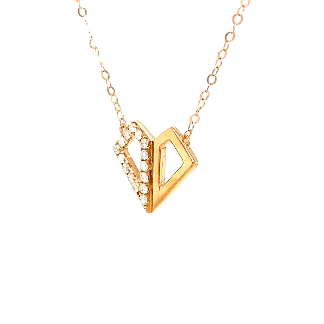 18K Rose Gold Angle Love Diamond Necklace