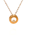 18K Rose Gold 3D Circle Diamond Charms Pendant