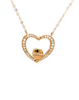 18K Rose Gold Mechanical Heart Circle Diamond Necklace