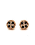 18K Rose Gold Baby Mini Cross Onyx Earrings