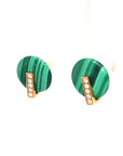 18K Rose Gold Wheel Malachite Diamond Earrings